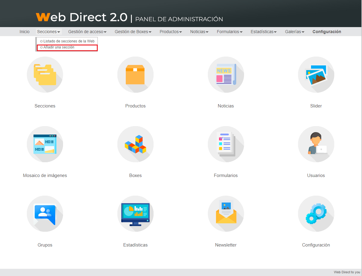 Crear sección