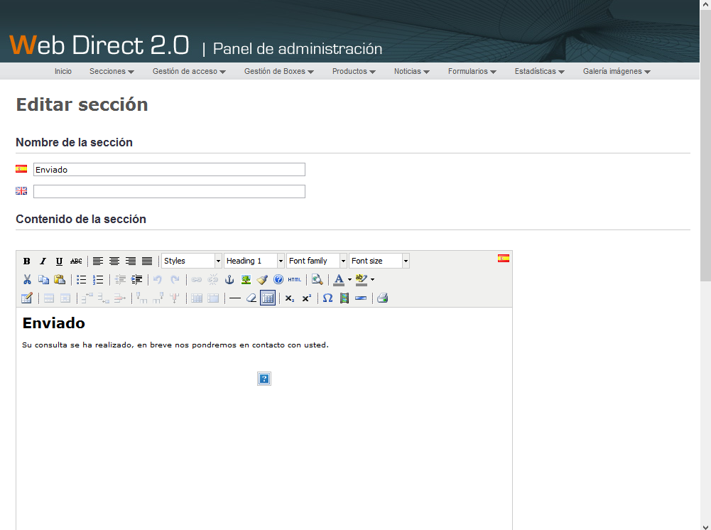 Editar sección