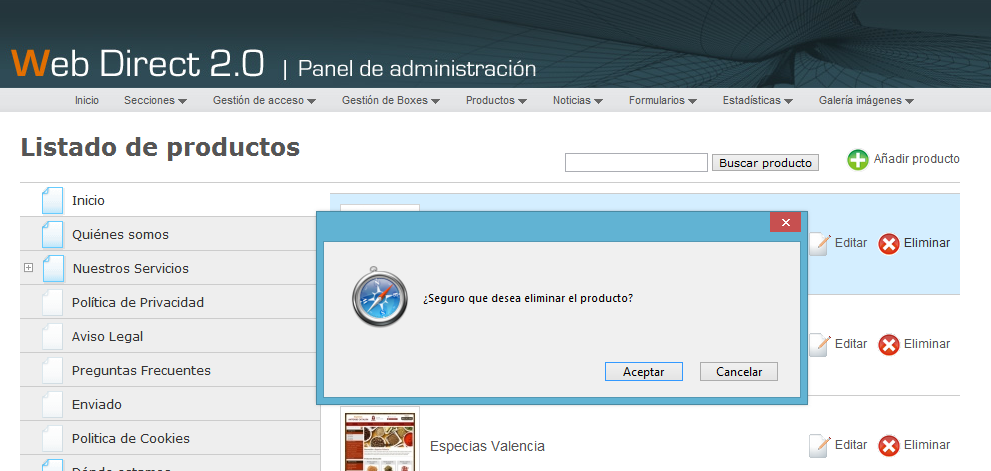 Confirmar eliminar producto