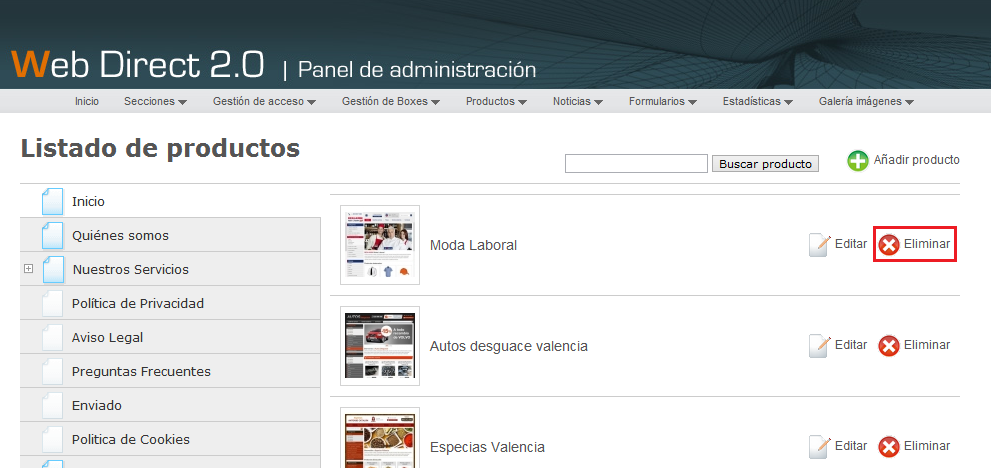 Eliminar producto