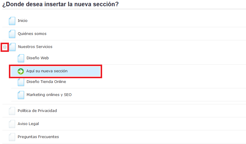 Mover sección