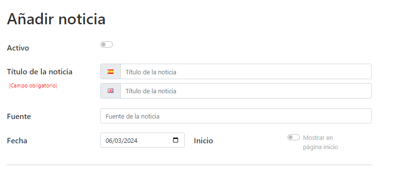 Editar añadir sección campos