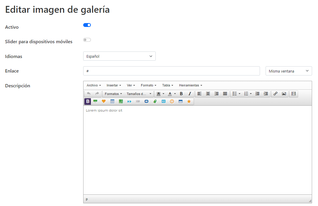 Formulario Slider