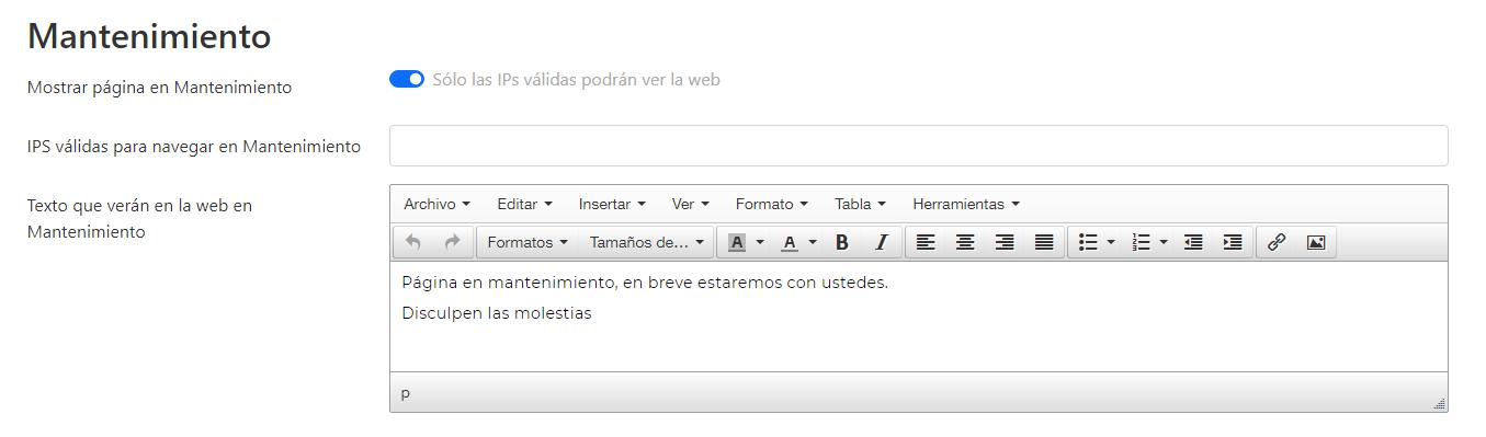 Configuración Mantenimiento